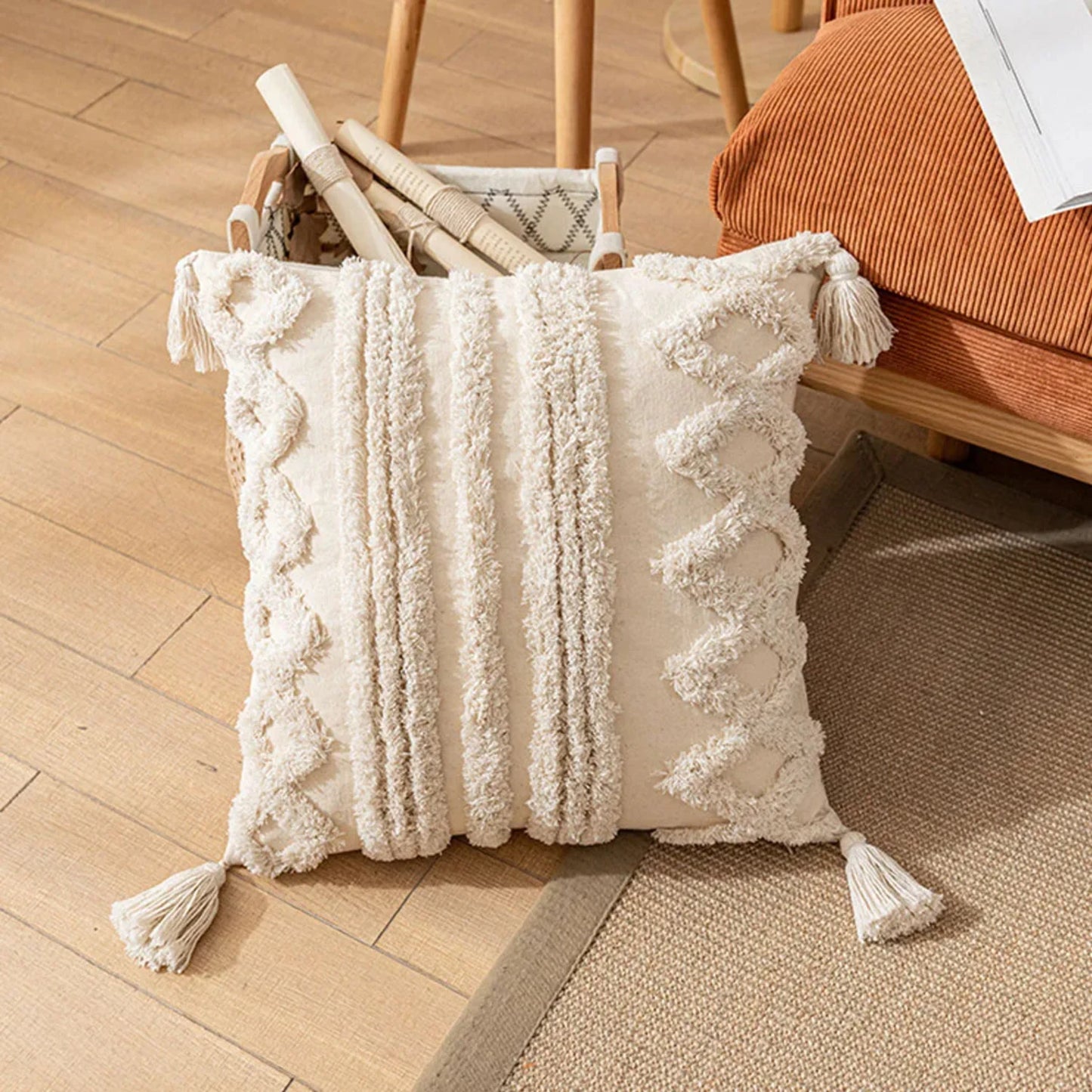Handmade Beige Pillow Case Cover