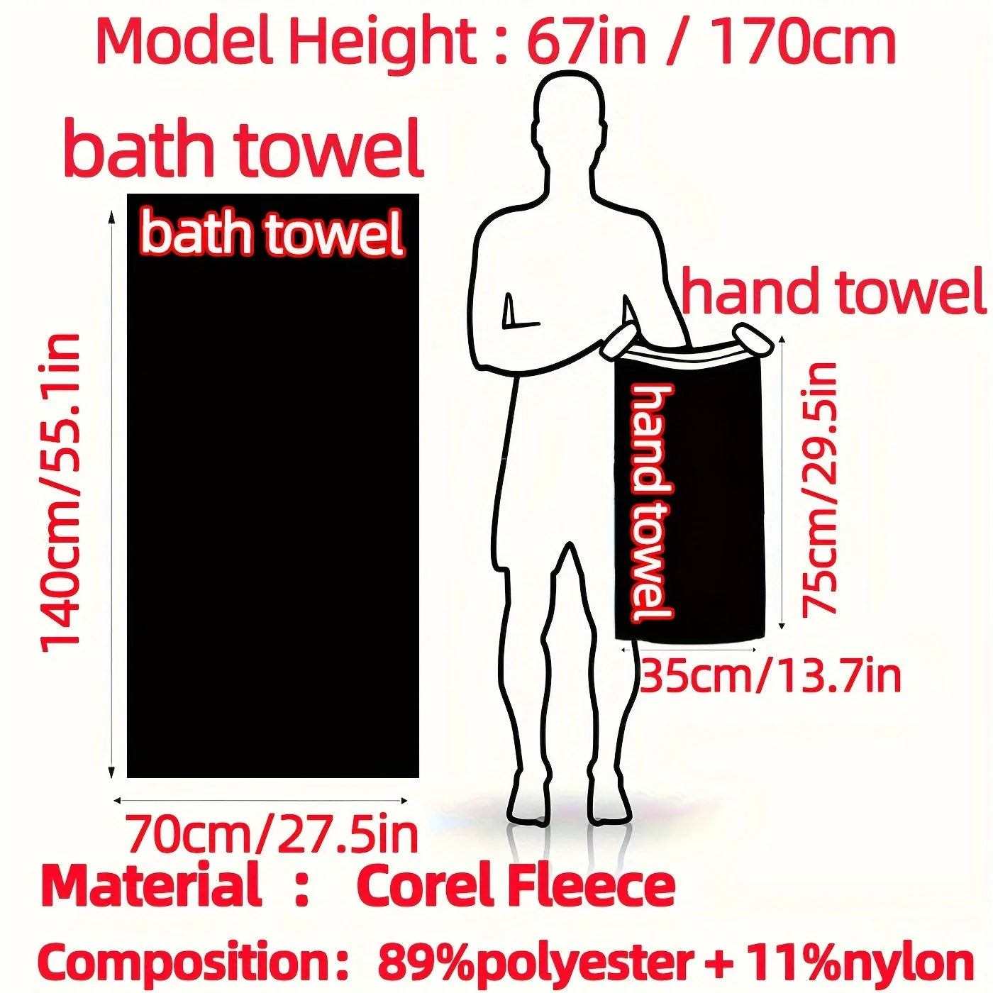 2-Piece Striped Bath and Hand Towels