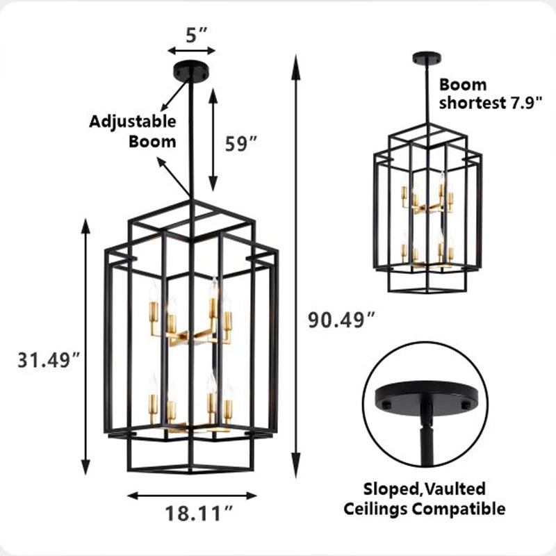 8-Lights Tiered Pendant Light Fixtures