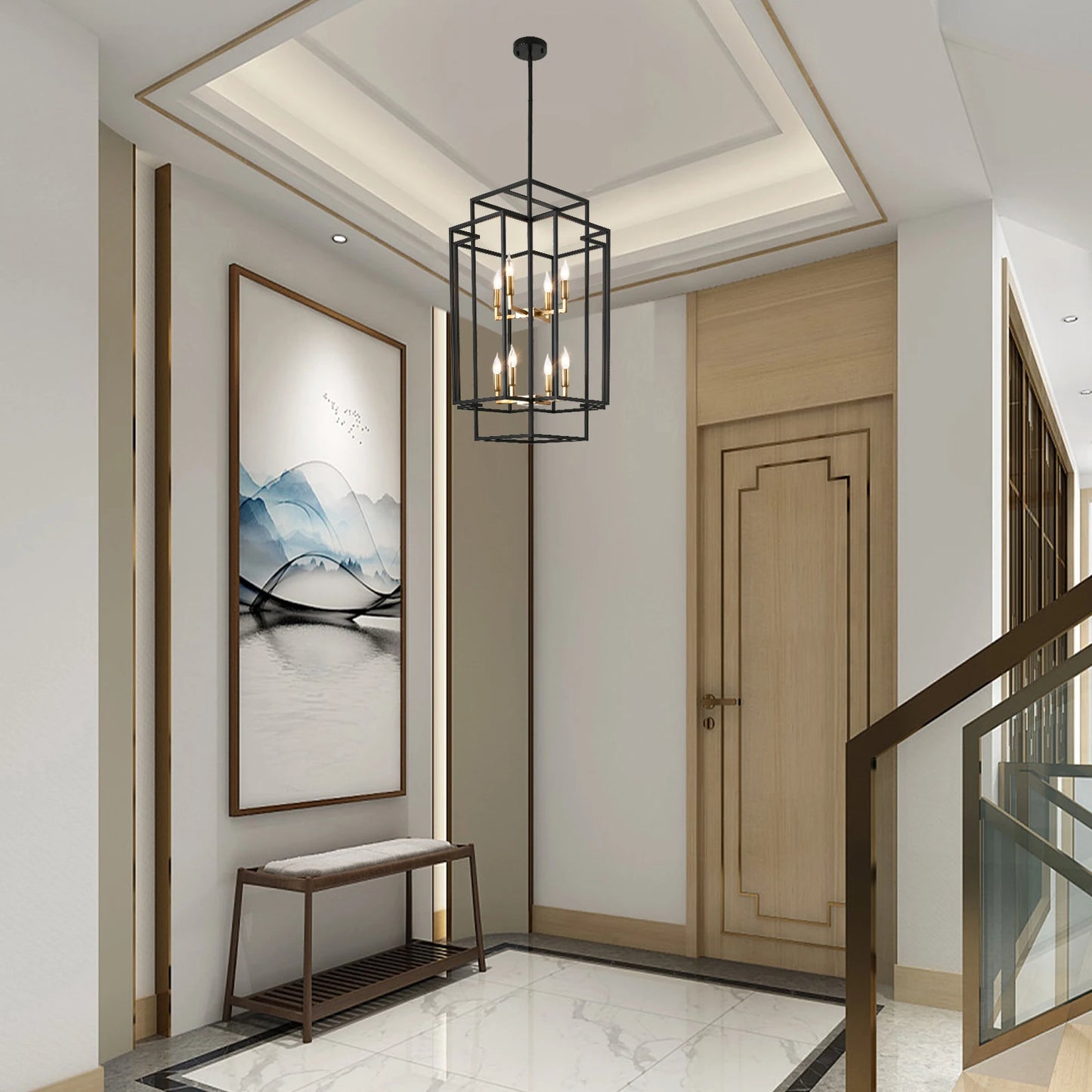 8-Lights Tiered Pendant Light Fixtures