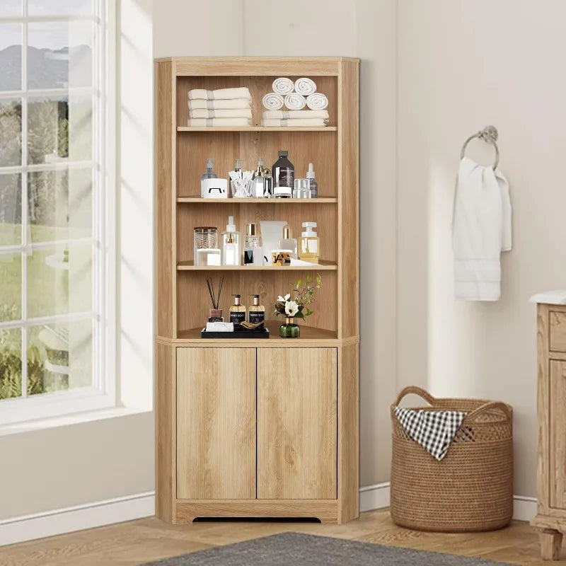 Corner Display Cabinet with Adjustable Shelves