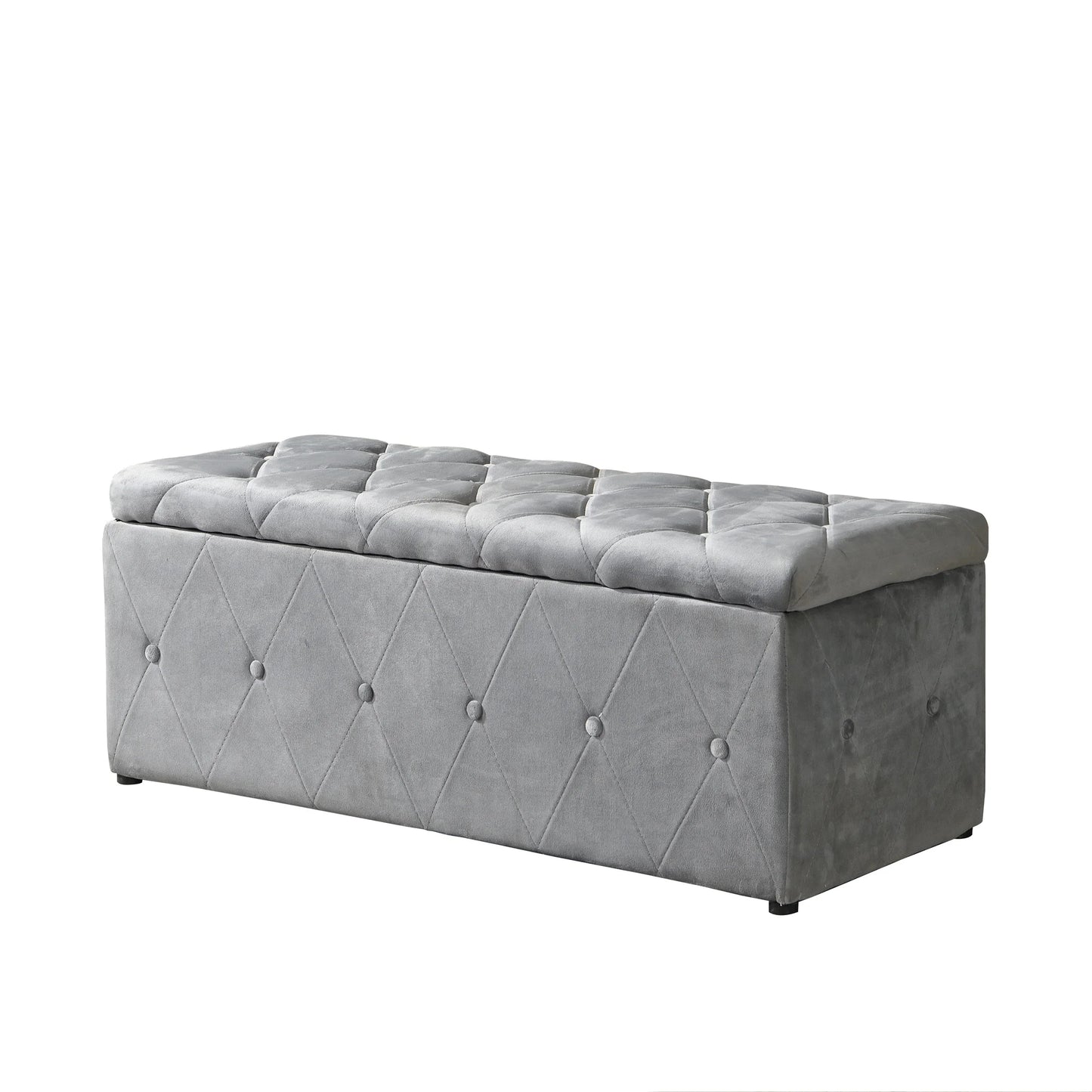 3 Piece Velvet Ottomans with Rectangular Storage