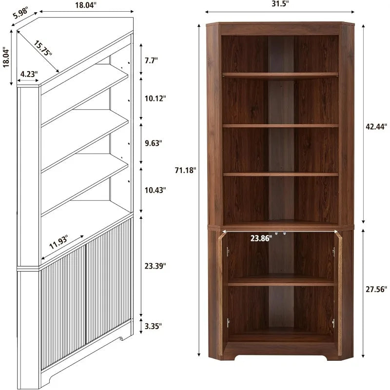 Corner Display Cabinet with Adjustable Shelves