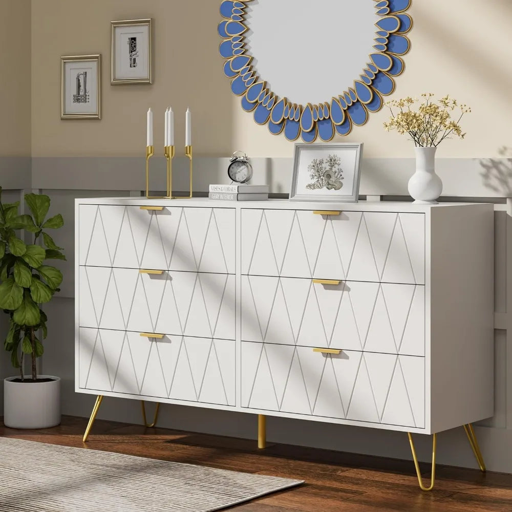 6 Drawer Dresser and 2 Night Stand Sets for Bedroom