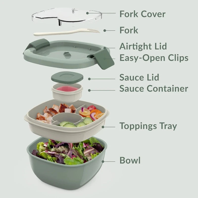 Salad Bowl Leak-Proof Dressing Container