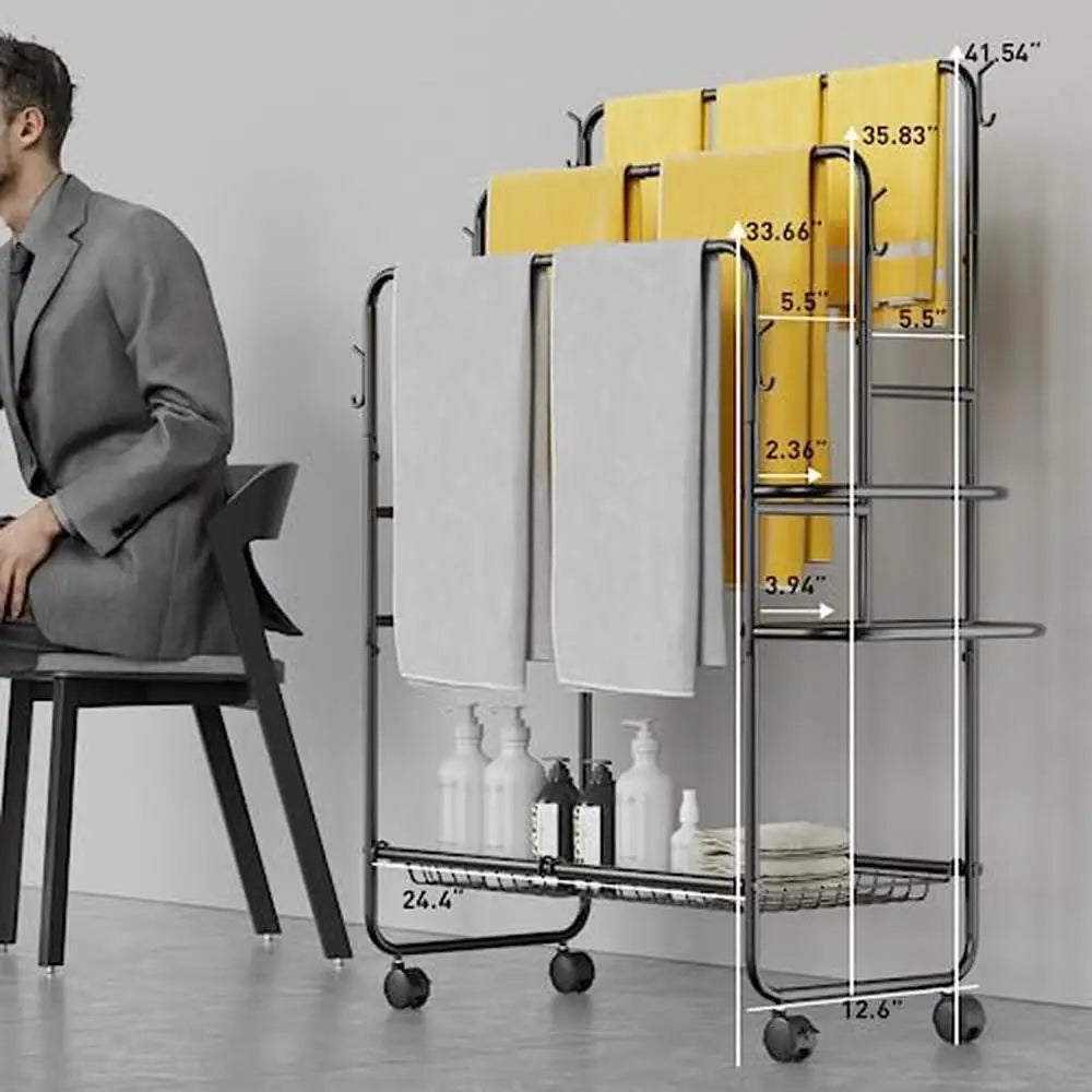 3-Tier Freestanding Towel Drying Stand Black Finish