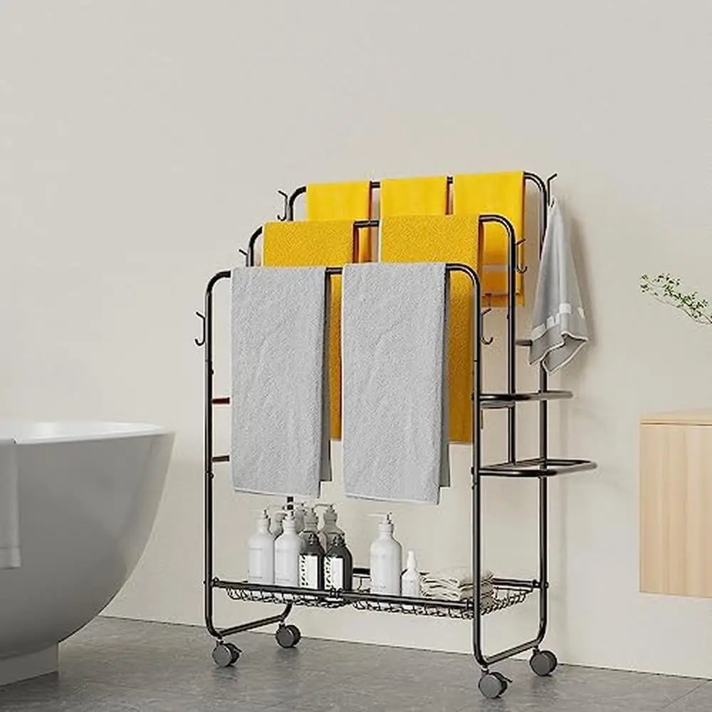 3-Tier Freestanding Towel Drying Stand Black Finish