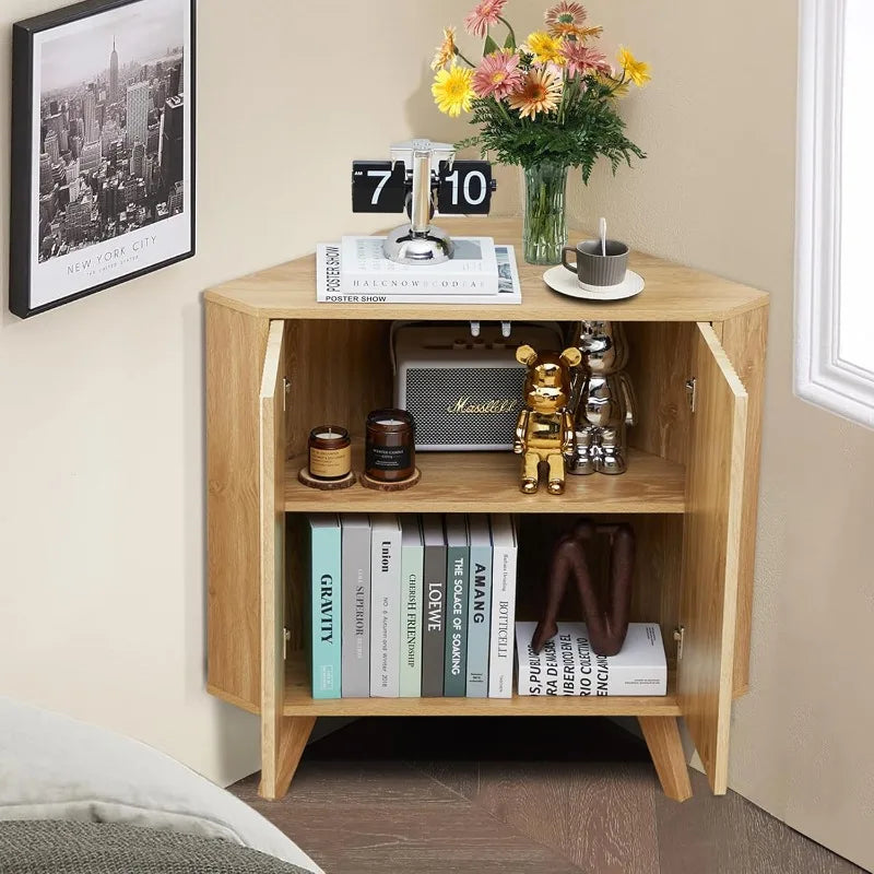 Corner Display Cabinet with Adjustable Shelves