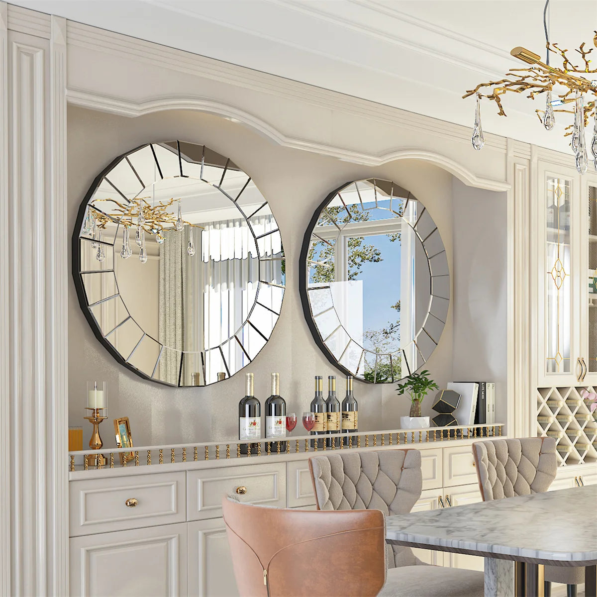 31.5" Large Round Decorative Venetian Ornate Mirrors