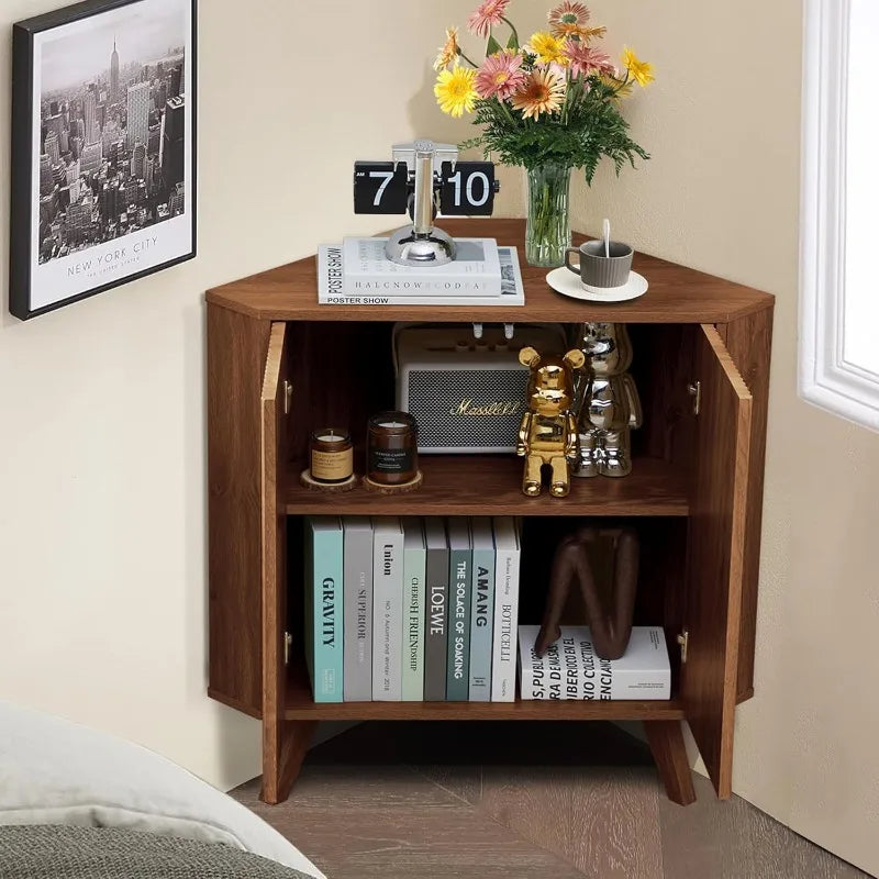 Corner Display Cabinet with Adjustable Shelves
