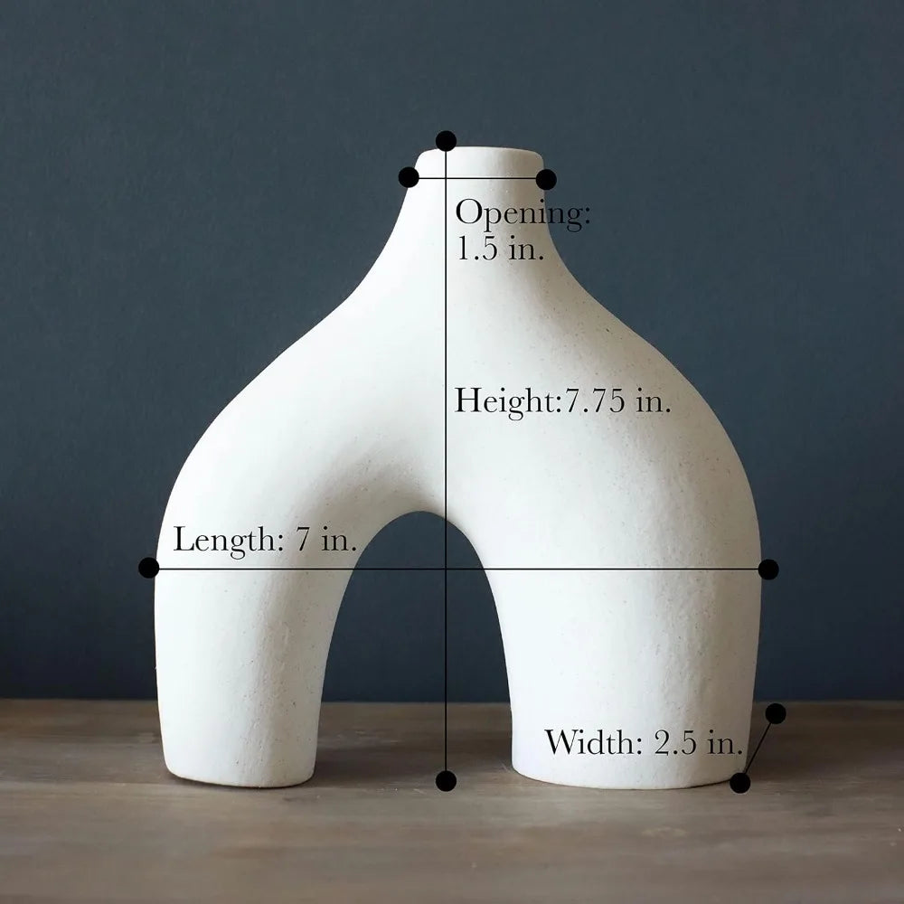 Donut Vase Set of 2 White Ceramic