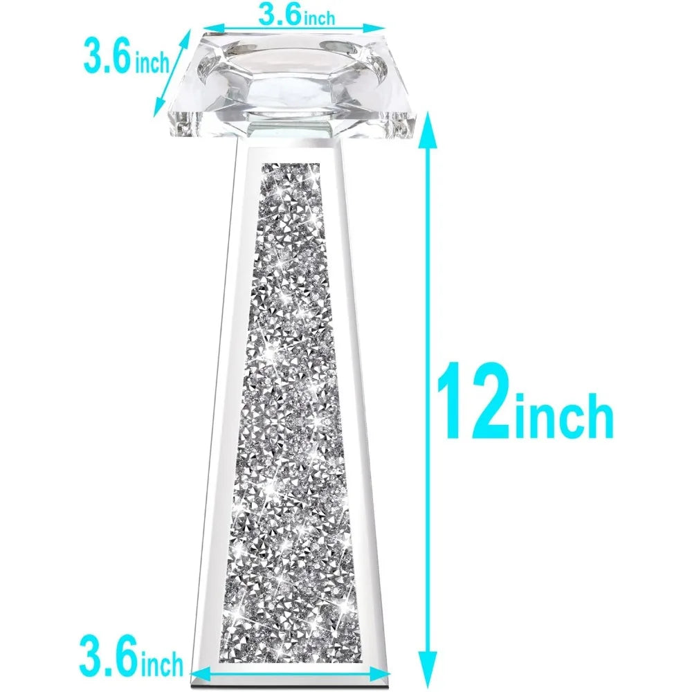 2 Piece Crystal Crushed Diamond Candle Holders
