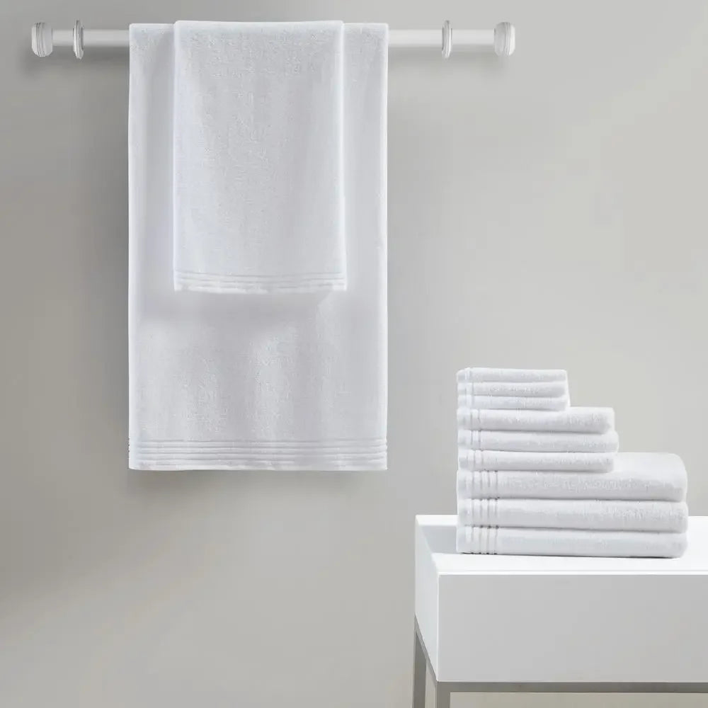 12 PC White 100% Cotton Towel Set