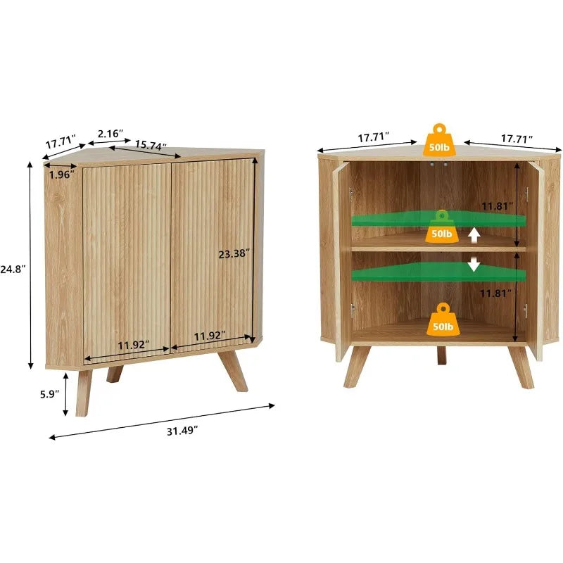 Corner Display Cabinet with Adjustable Shelves