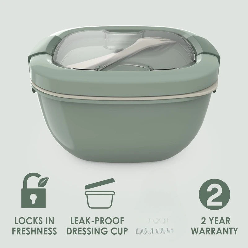 Salad Bowl Leak-Proof Dressing Container