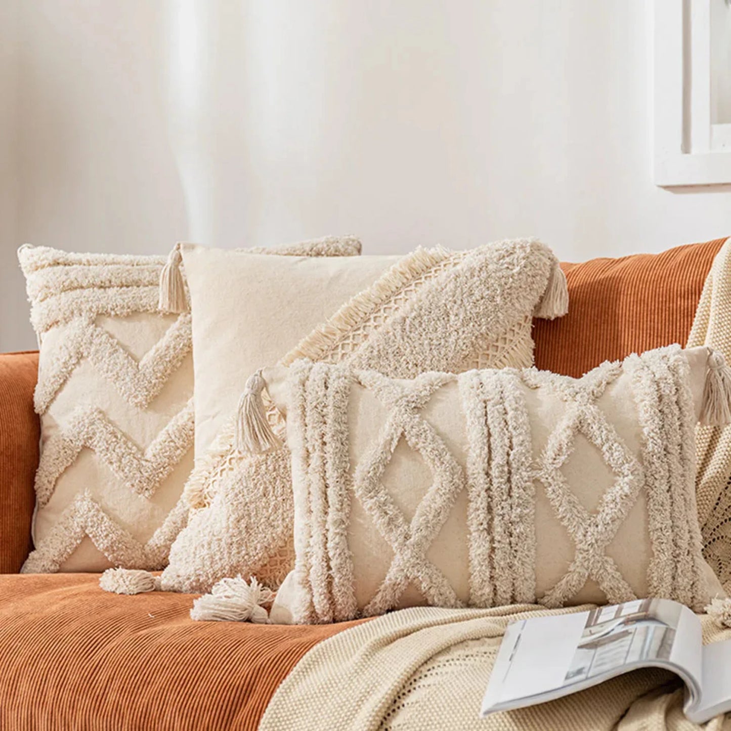 Handmade Beige Pillow Case Cover