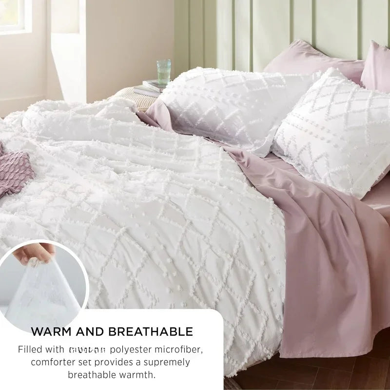 White Queen Boho Farmhouse Comforter Set