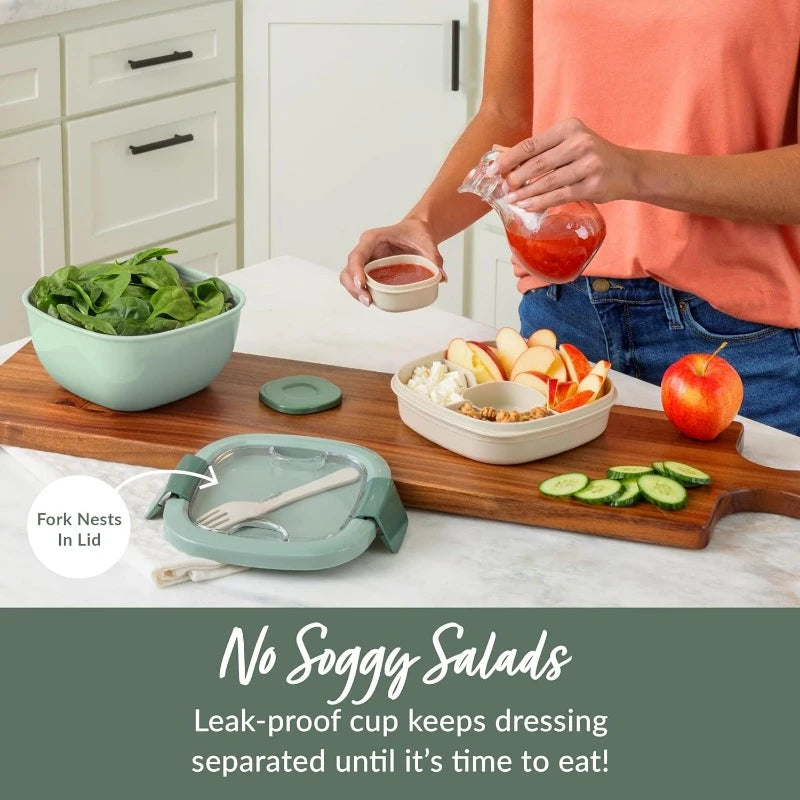 Salad Bowl Leak-Proof Dressing Container