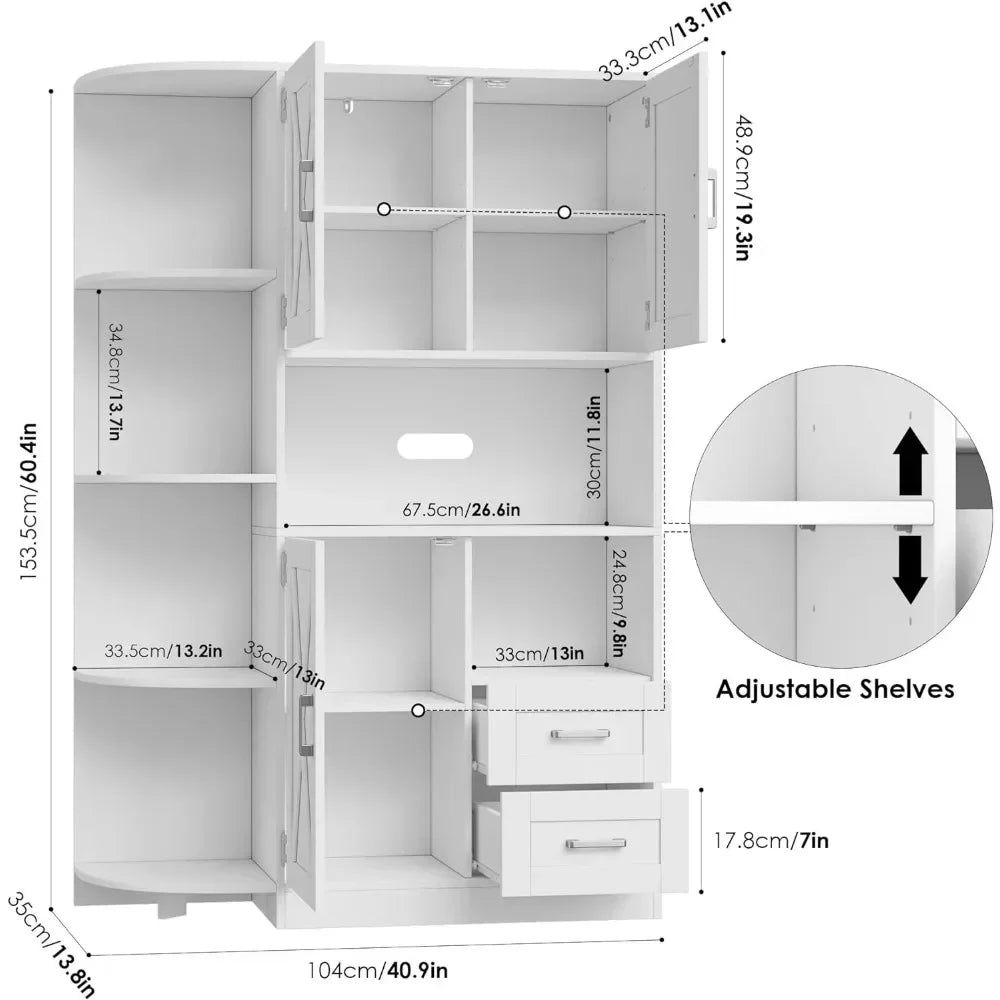 60.4" All-in-One Kitchen Storage Cabinet