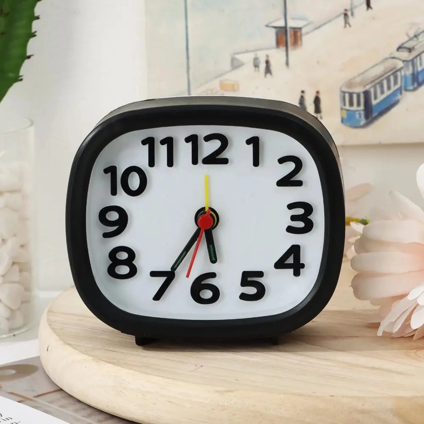 Numbered Bedside Alarm Clock with Quiet Tick