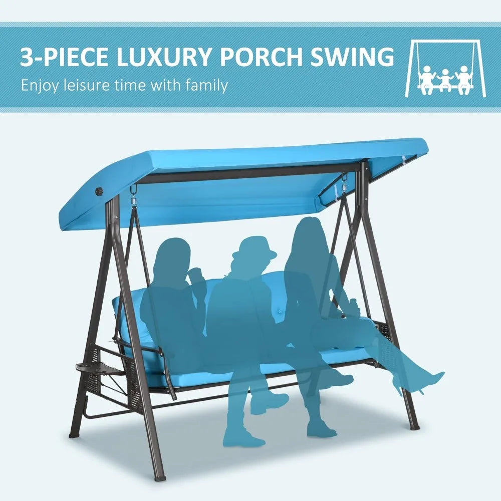 Outdoor Porch Swing Glider with Adjustable Canopy