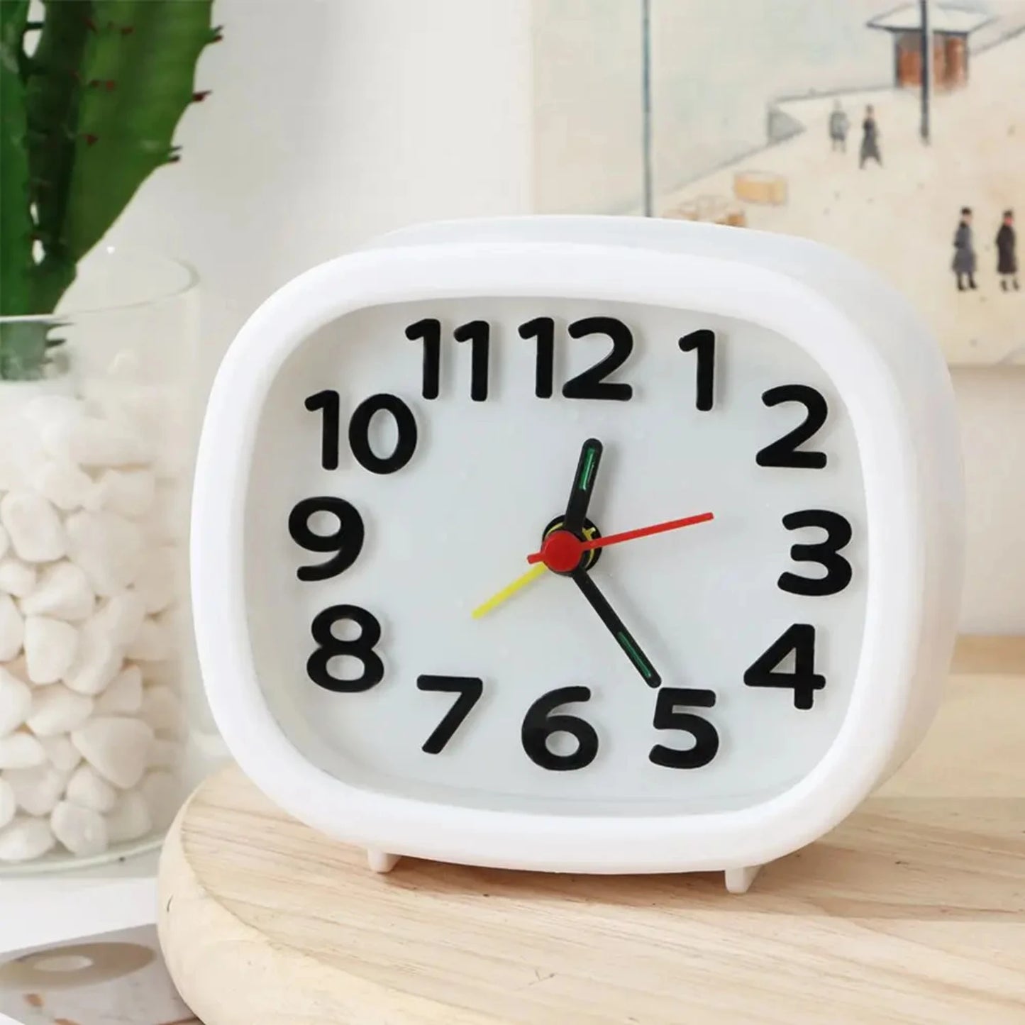 Numbered Bedside Alarm Clock with Quiet Tick
