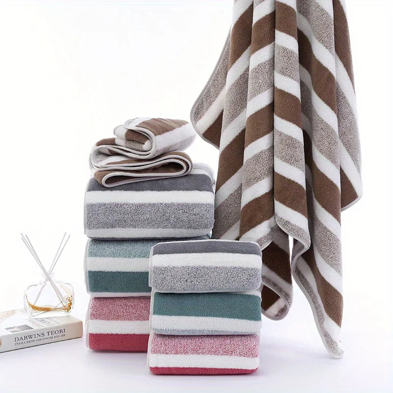 2-Piece Striped Bath and Hand Towels