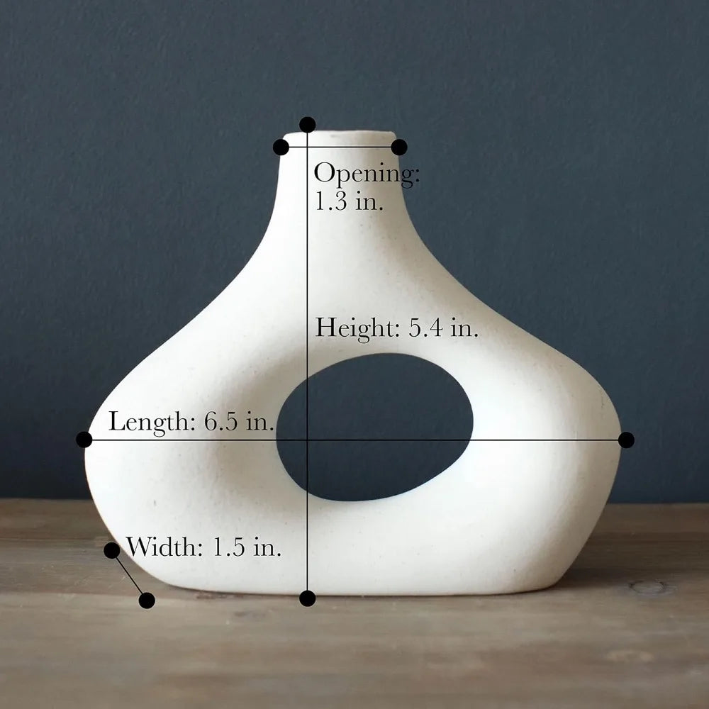 Donut Vase Set of 2 White Ceramic