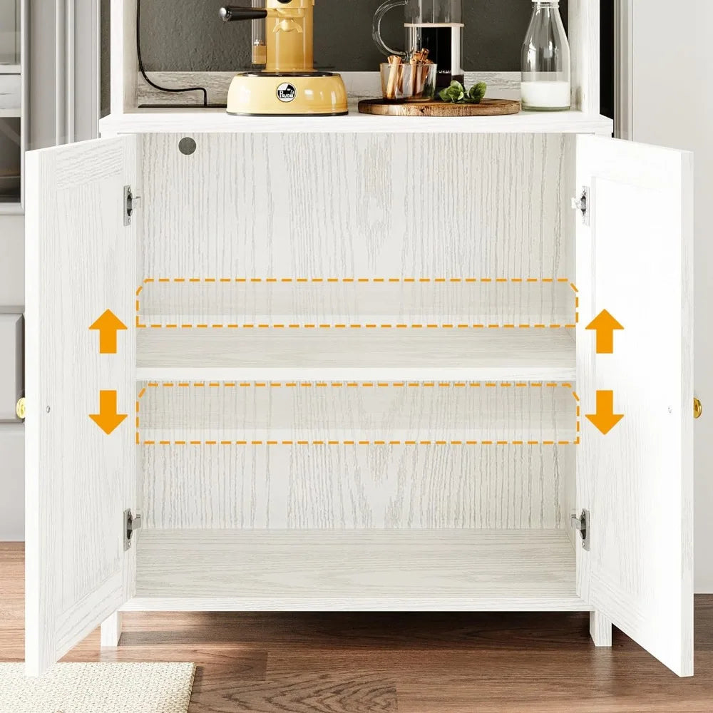 71” Liquor Cabinet with LED Light and Glass Holder