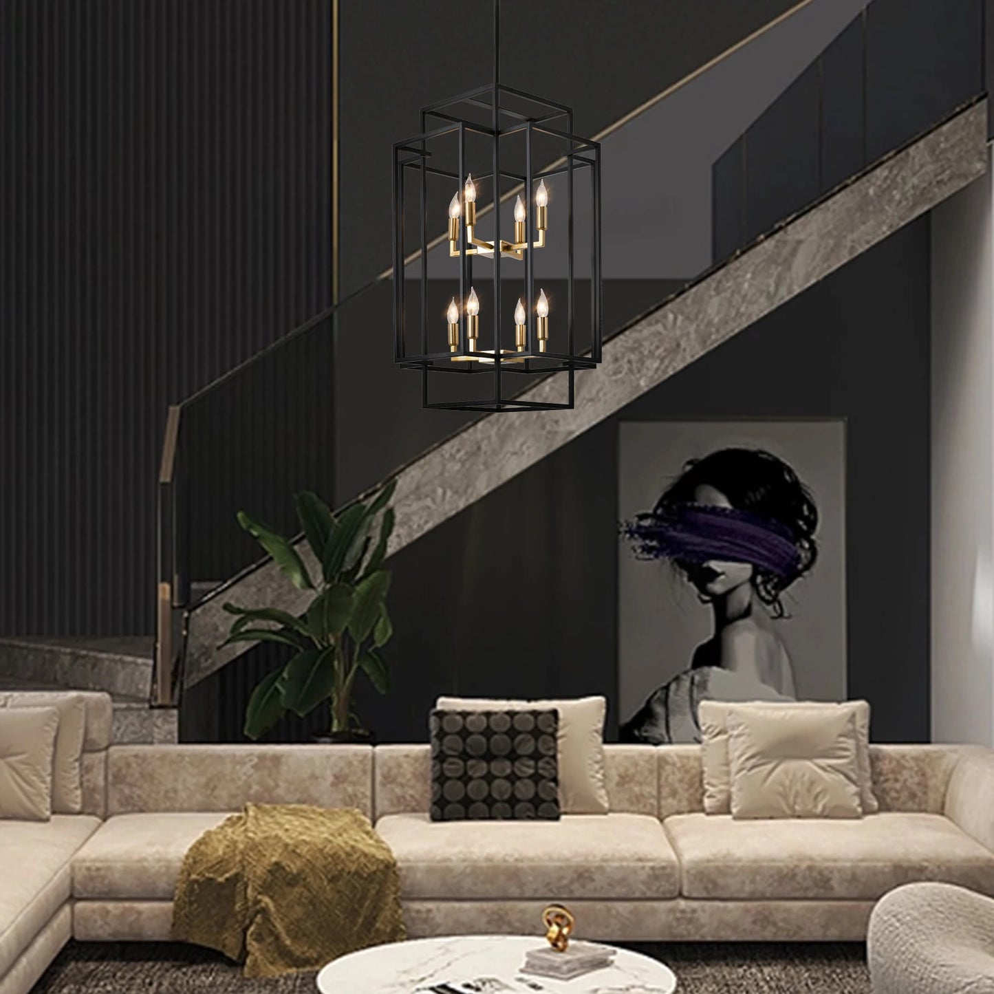 8-Lights Tiered Pendant Light Fixtures