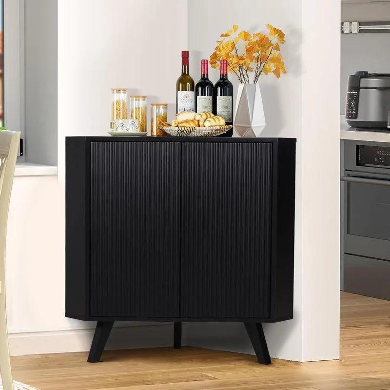 Corner Display Cabinet with Adjustable Shelves