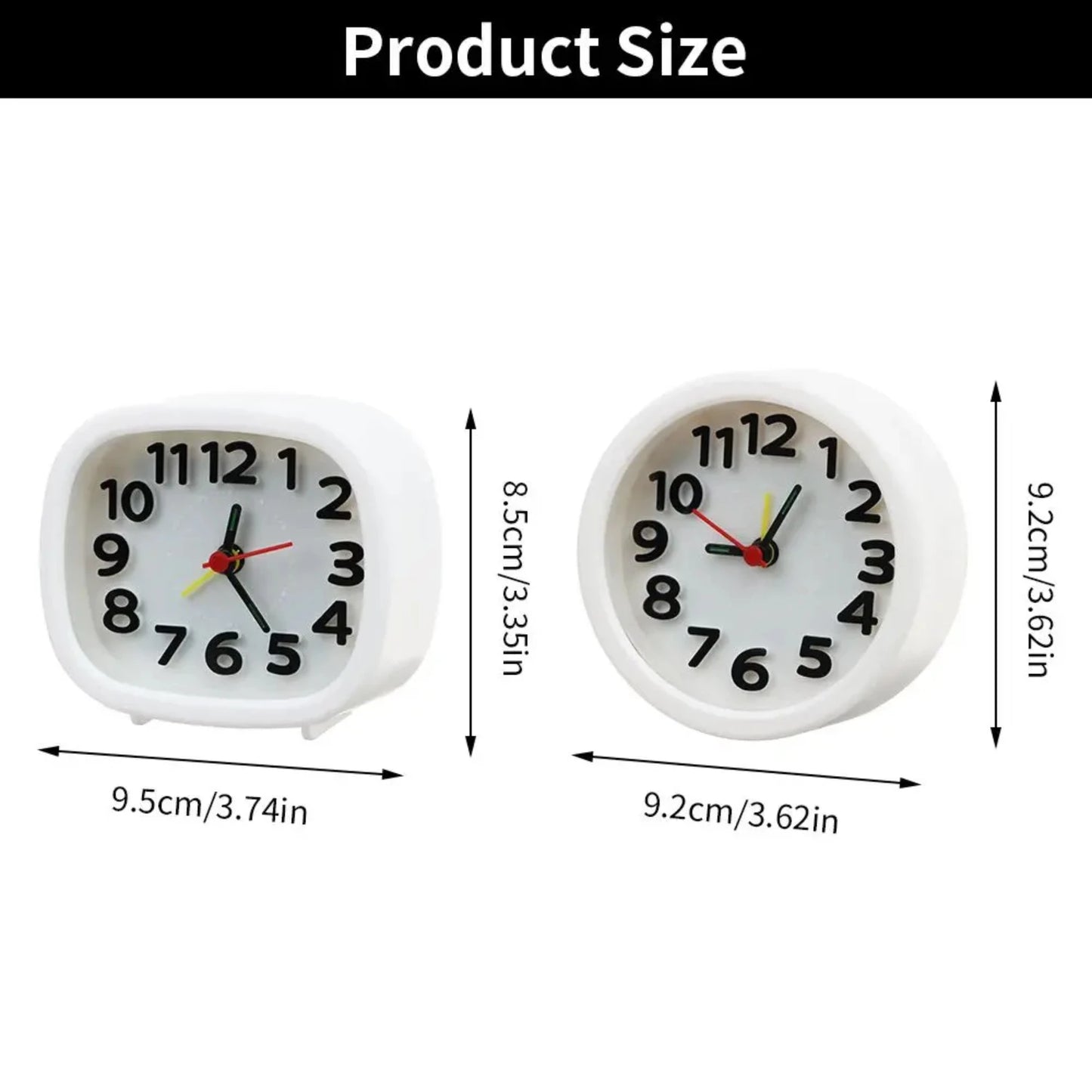 Numbered Bedside Alarm Clock with Quiet Tick