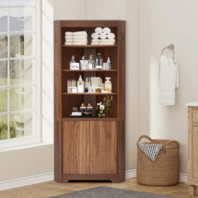 Corner Display Cabinet with Adjustable Shelves