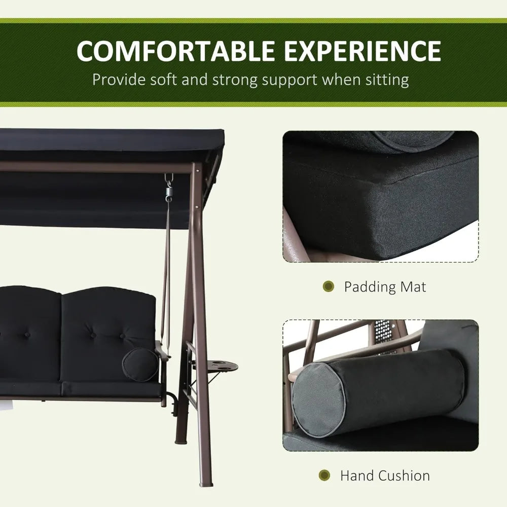 Outdoor Porch Swing Glider with Adjustable Canopy