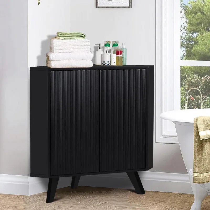 Corner Display Cabinet with Adjustable Shelves