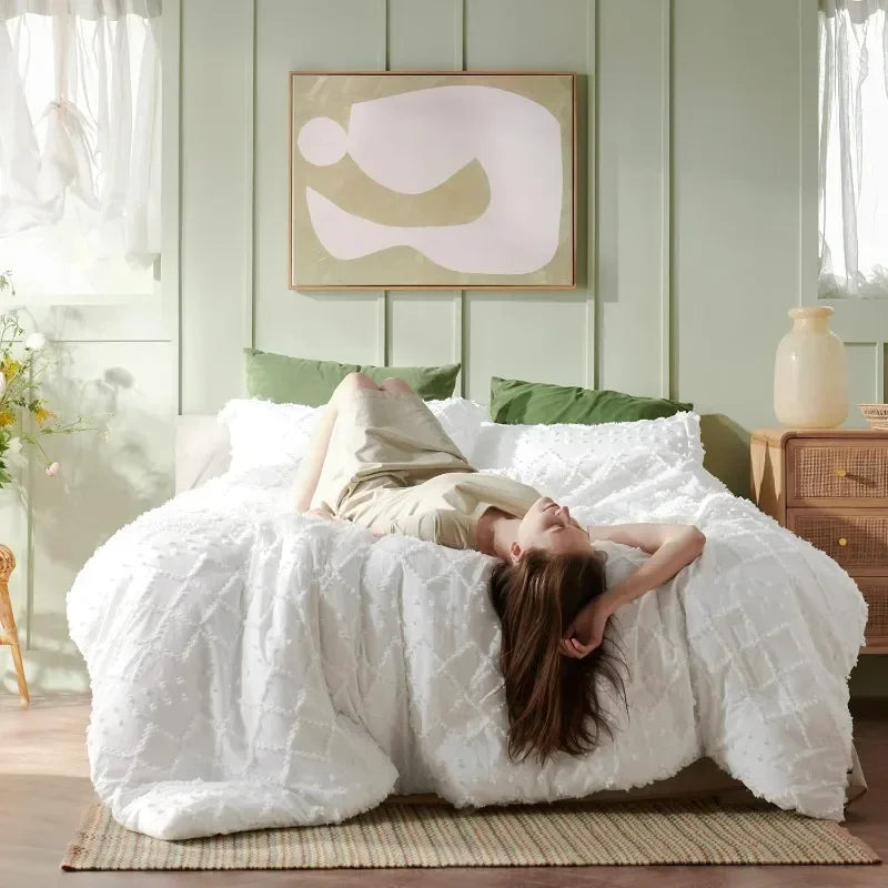 White Queen Boho Farmhouse Comforter Set
