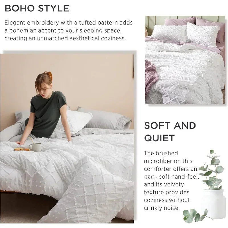 White Queen Boho Farmhouse Comforter Set
