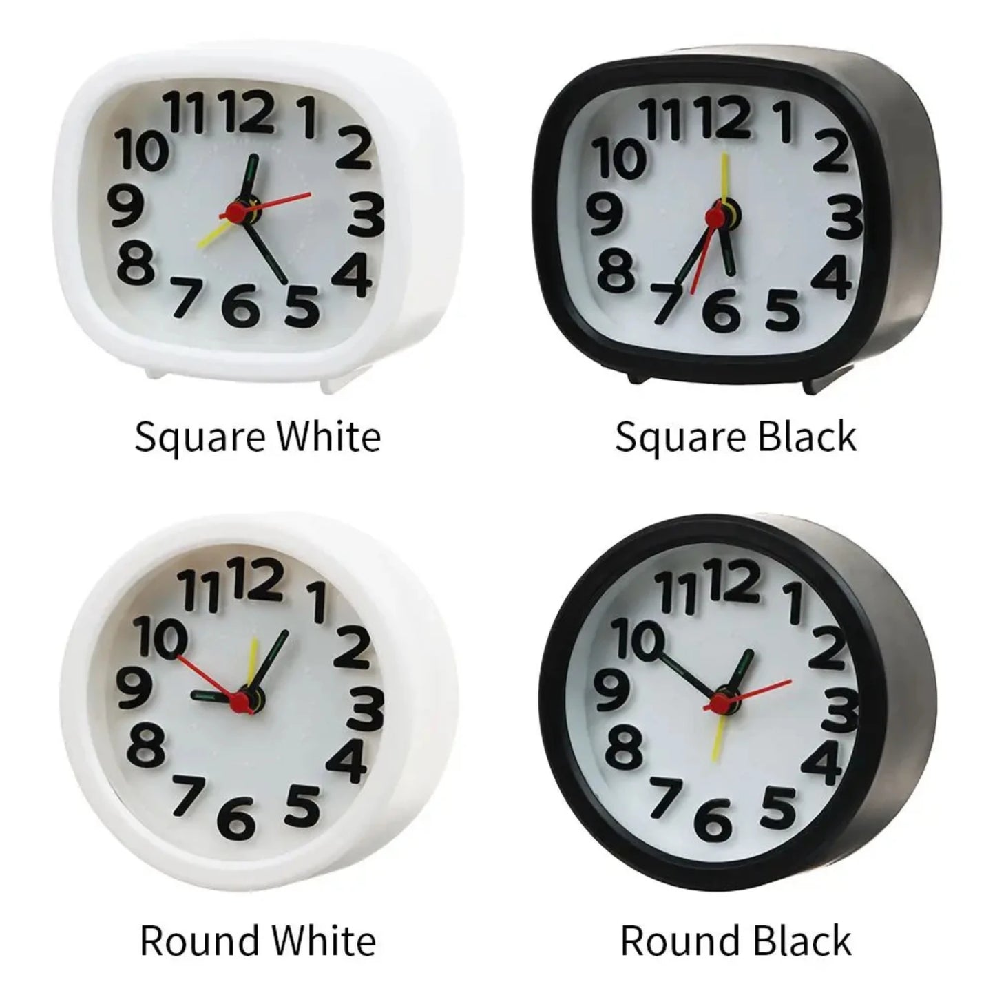 Numbered Bedside Alarm Clock with Quiet Tick
