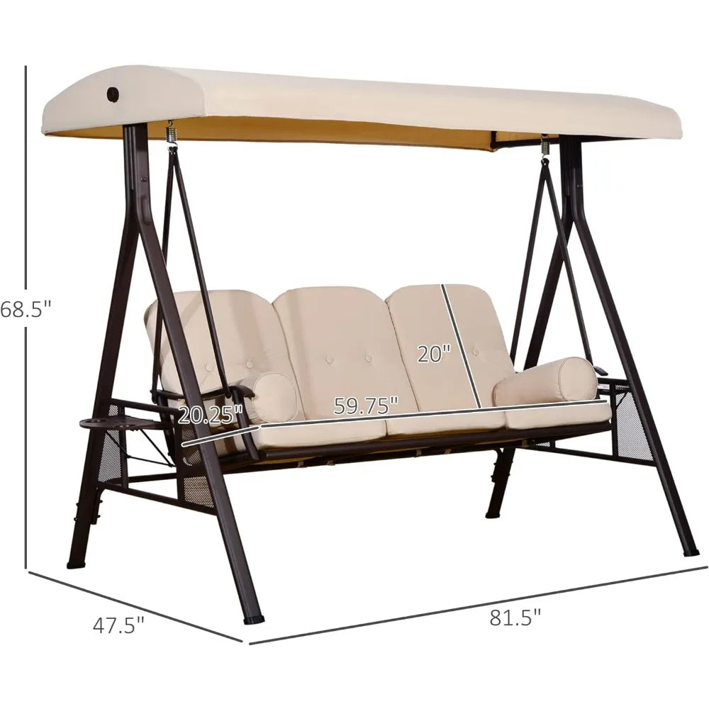 Outdoor Porch Swing Glider with Adjustable Canopy
