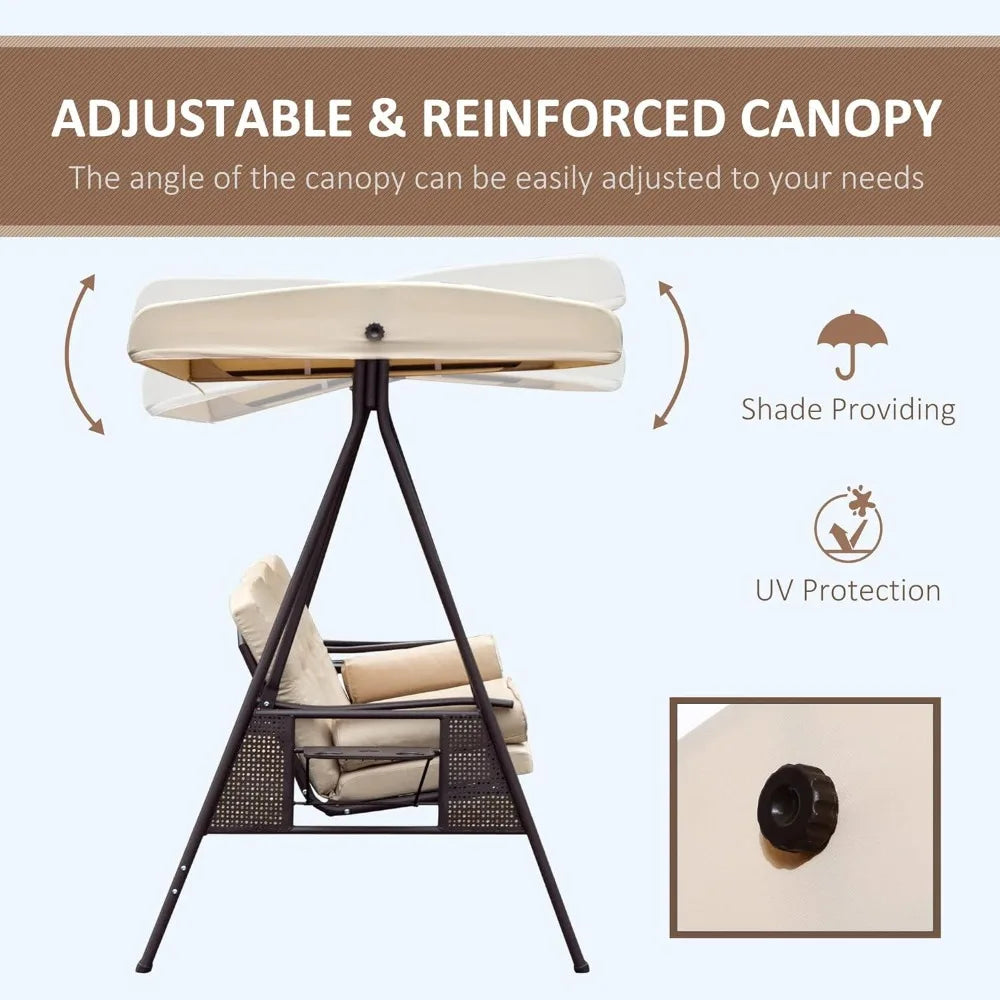 Outdoor Porch Swing Glider with Adjustable Canopy