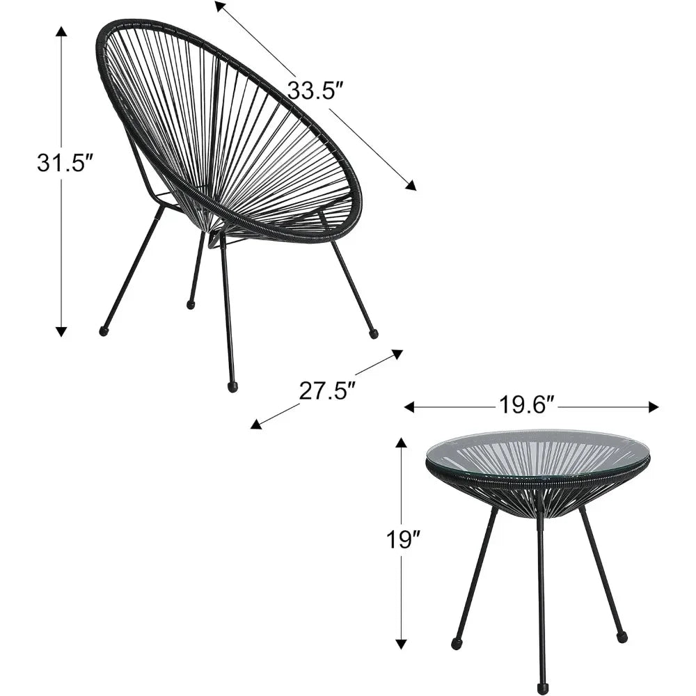 3-Piece Patio Acapulco Chair