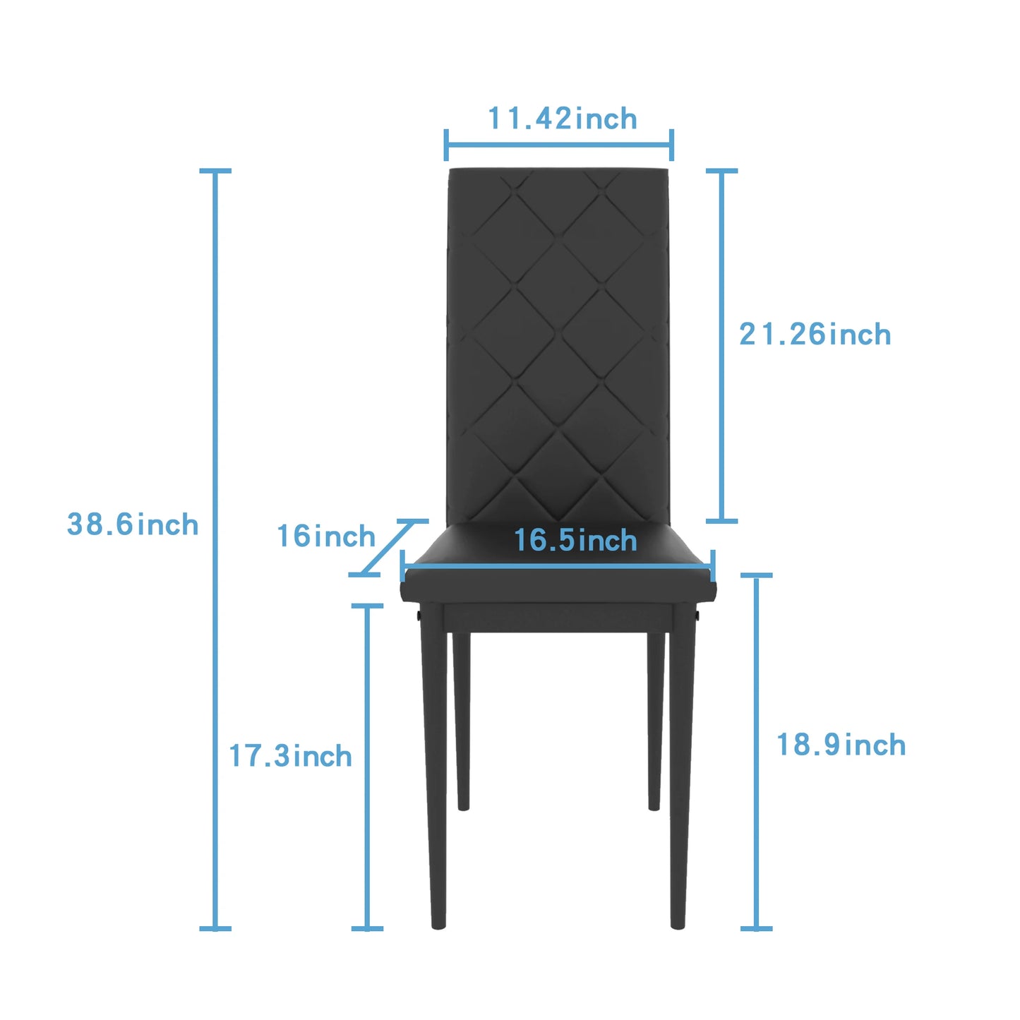 Tempered Glass Black Dining Table Chair Set