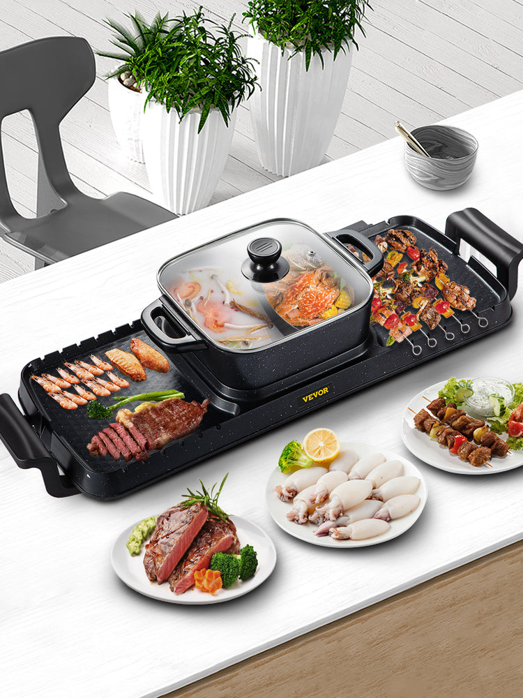Electric BBQ Pan Grill Hot Pot Portable Nonstick