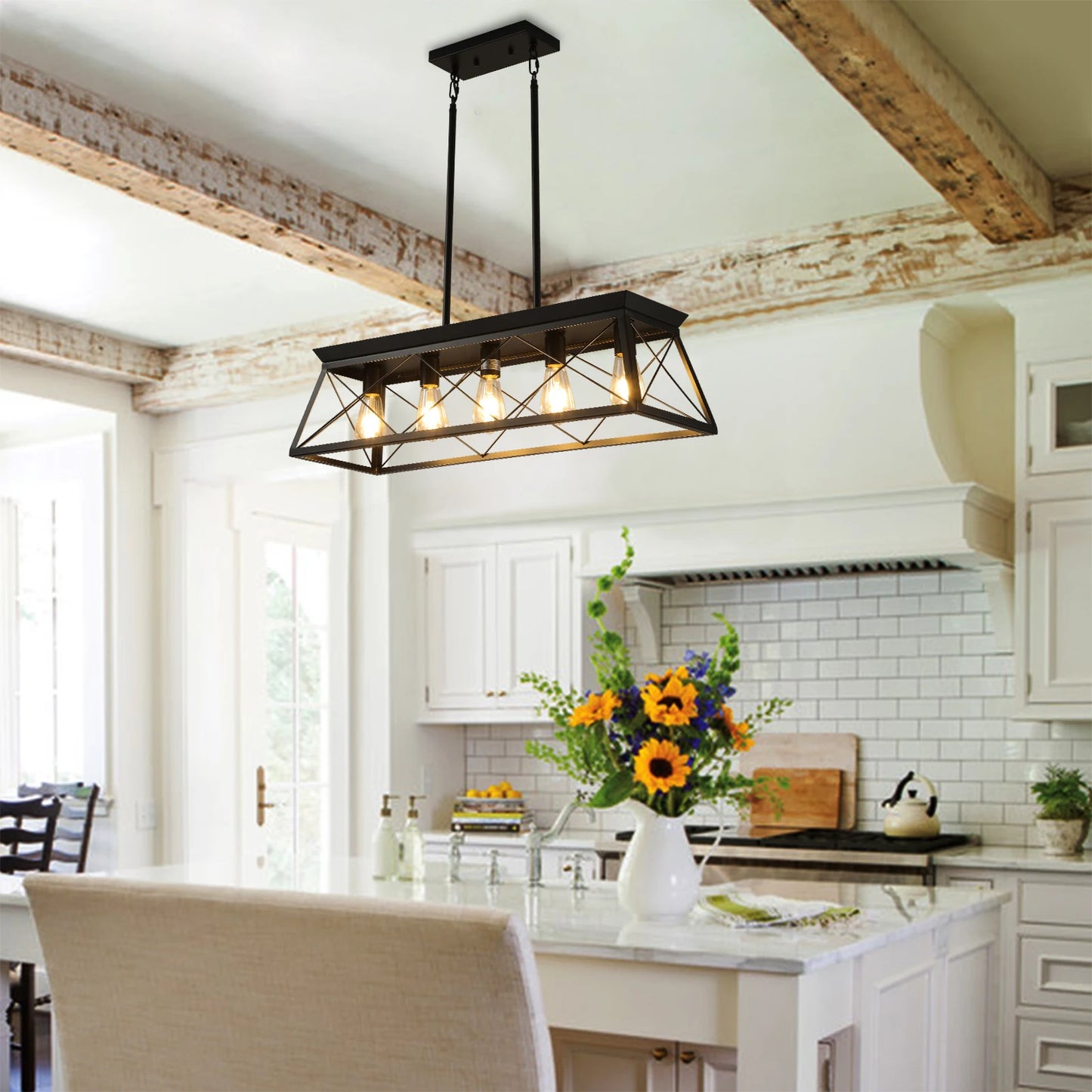 5-Light Farmhouse Chandelier for Dining Room