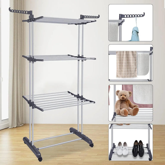 4-layer portable clothing drying rack