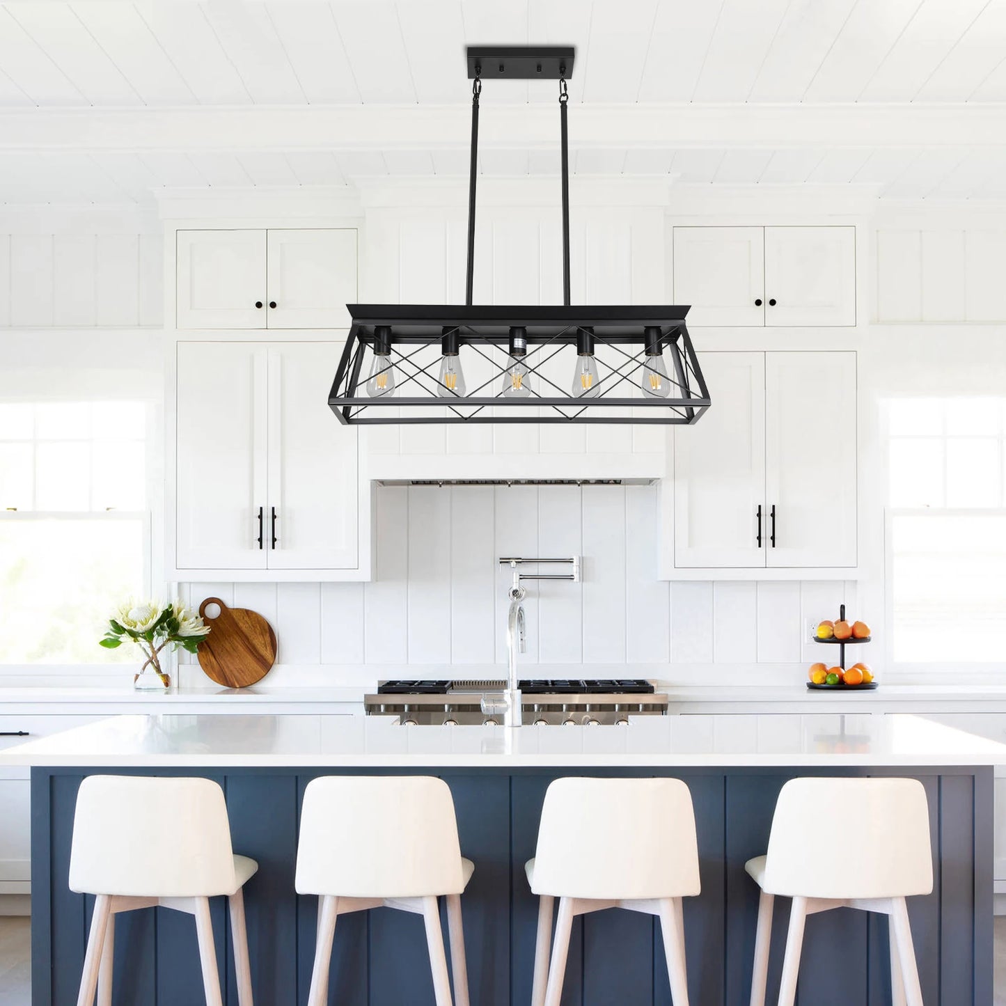 5-Light Farmhouse Chandelier for Dining Room