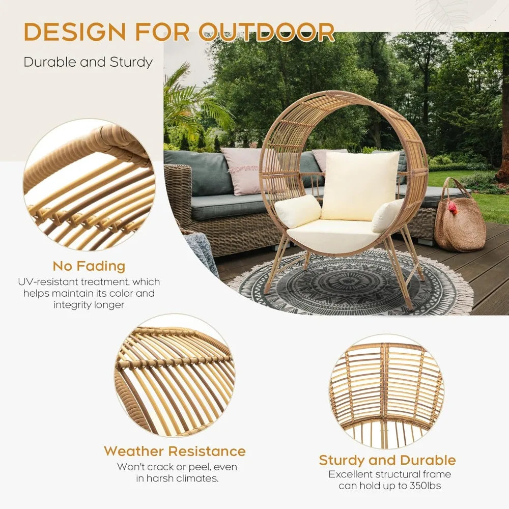 Patio Chair 350LBS Capacity Round Rattan