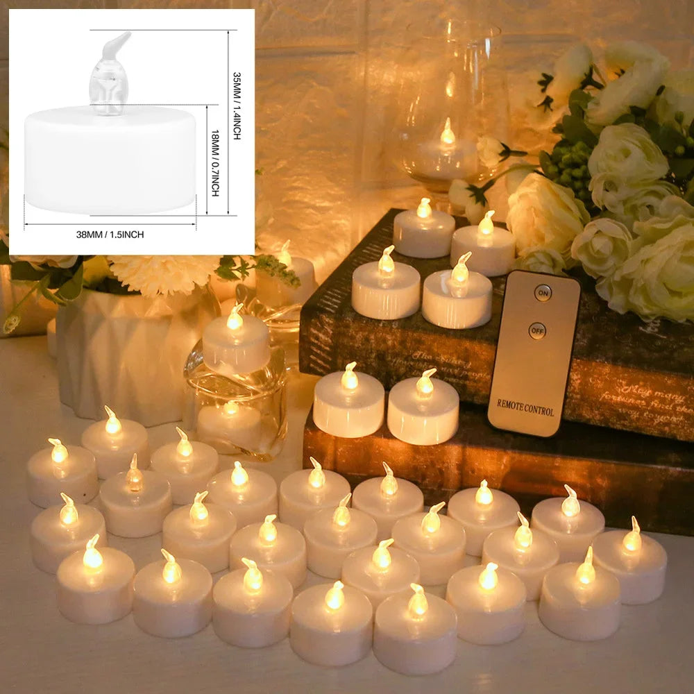 24Pcs Flickering Tealights Flameless With Battery