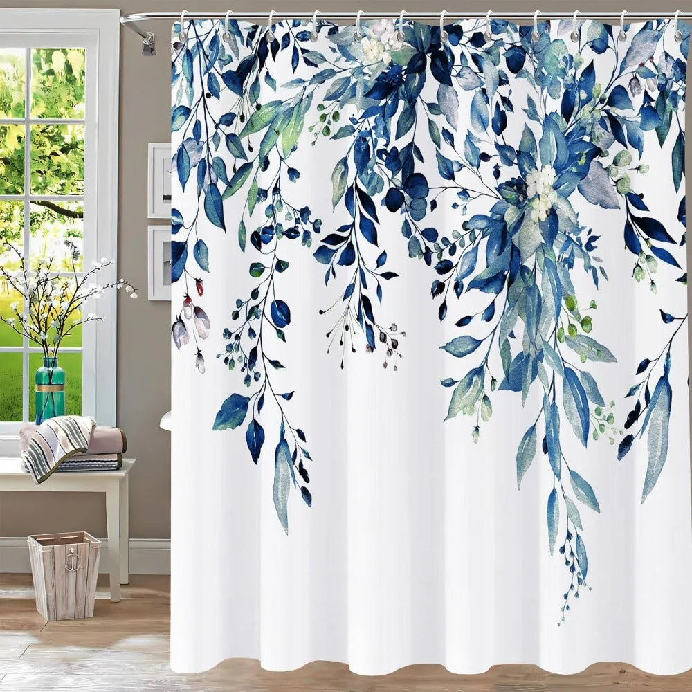 Waterproof Fabric Shower Curtain With 12 Hooks