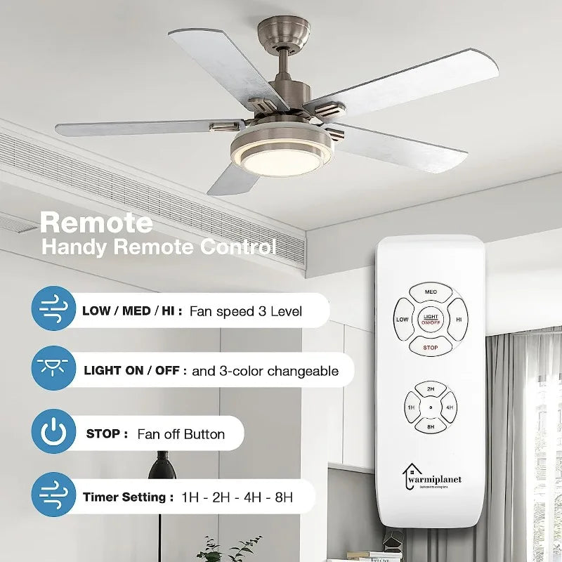 52 Inch Indoor Ceiling Fan with Remote (2 Pack) and Lights